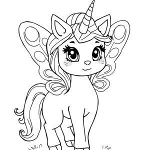Rainbow Butterfly Unicorn Unicorn Cat Coloring Page coloring page for kids