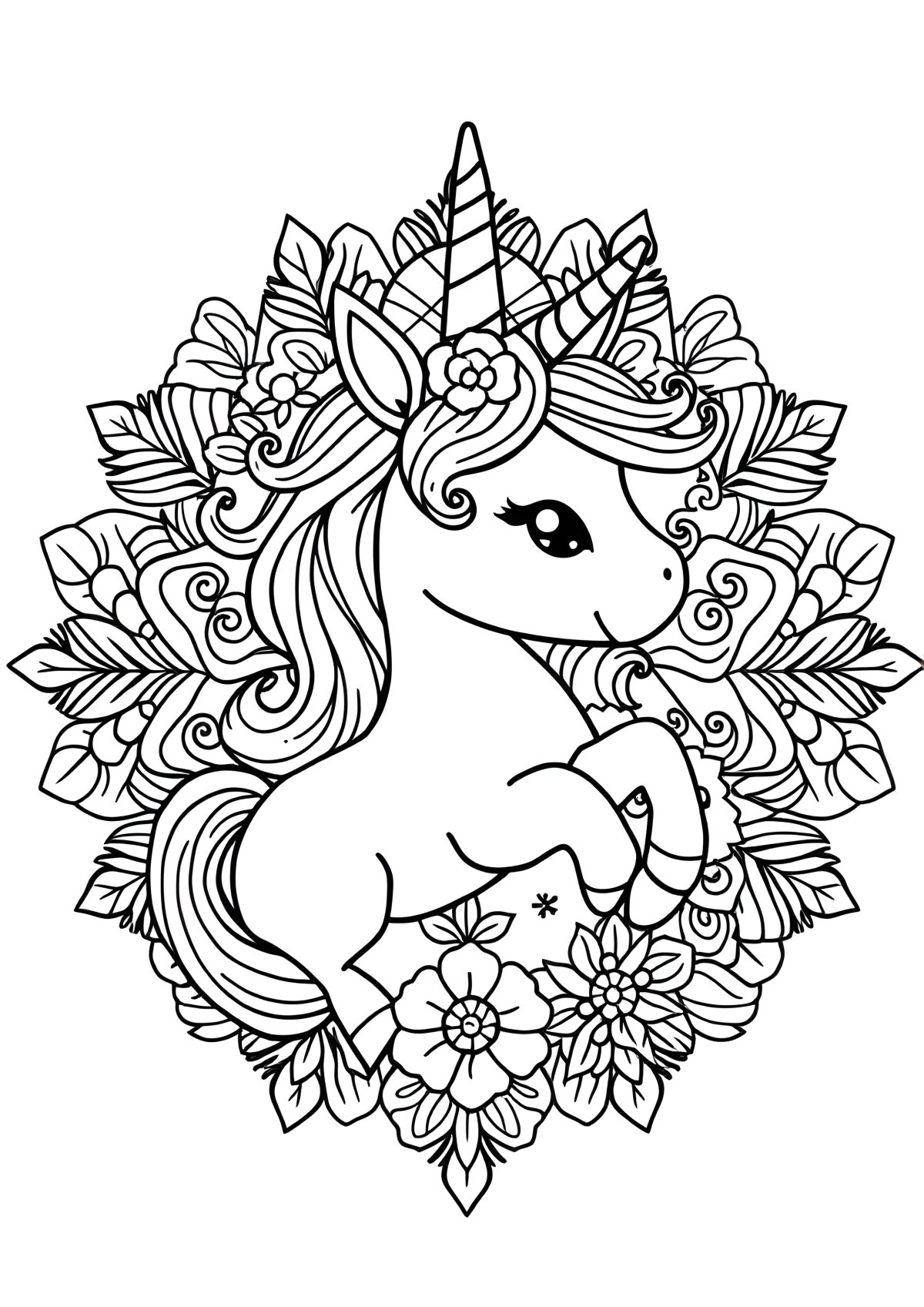 Unicorn Cute Mandala Coloring Page coloring page for kids