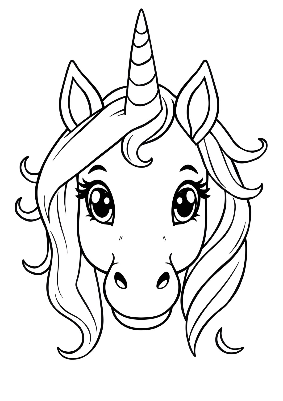 Unicorn Head Colouring Page coloring page for kids