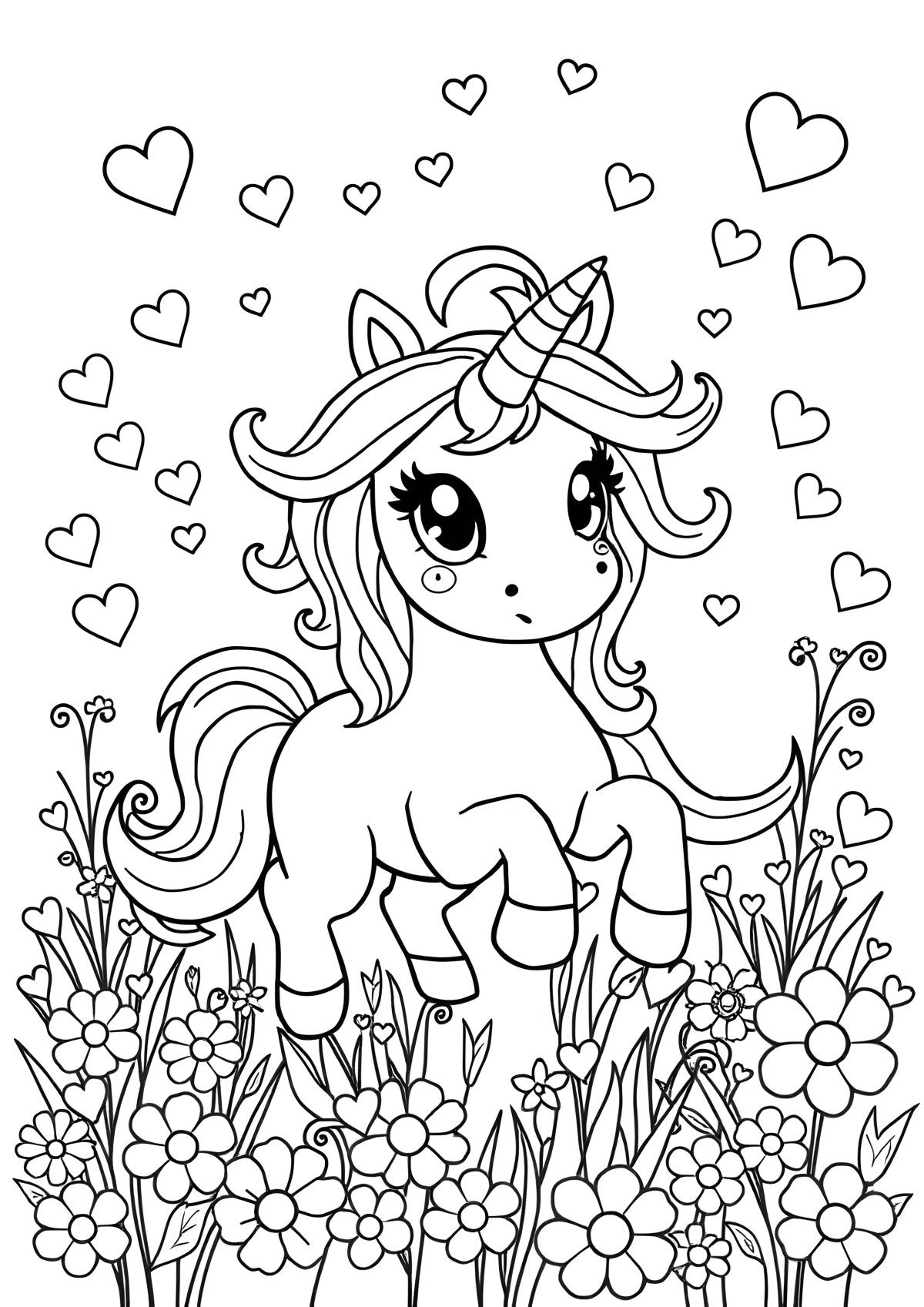 Colouring Printable Cute Unicorn Coloring Page coloring page for kids