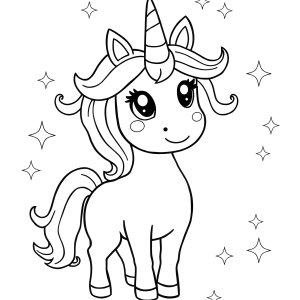 Easy Unicorn Animal Coloring Page coloring page for kids