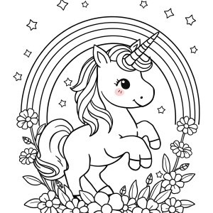 Unicorn Cute Rainbow Unicorn Cute Coloring Page For Kids coloring page for kids
