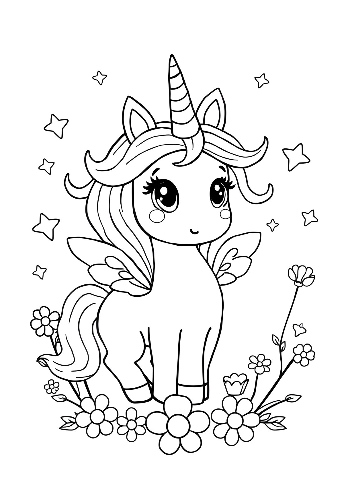 Cute Animal Coloring Page Unicorn coloring page for kids