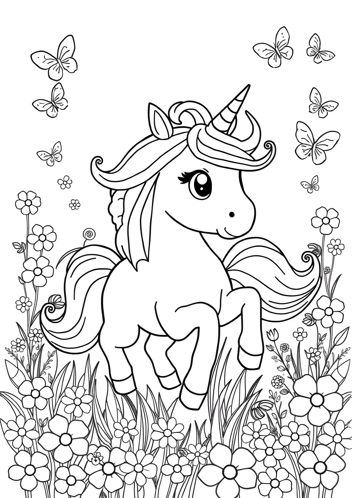 Free Coloring Page Unicorns coloring page for kids