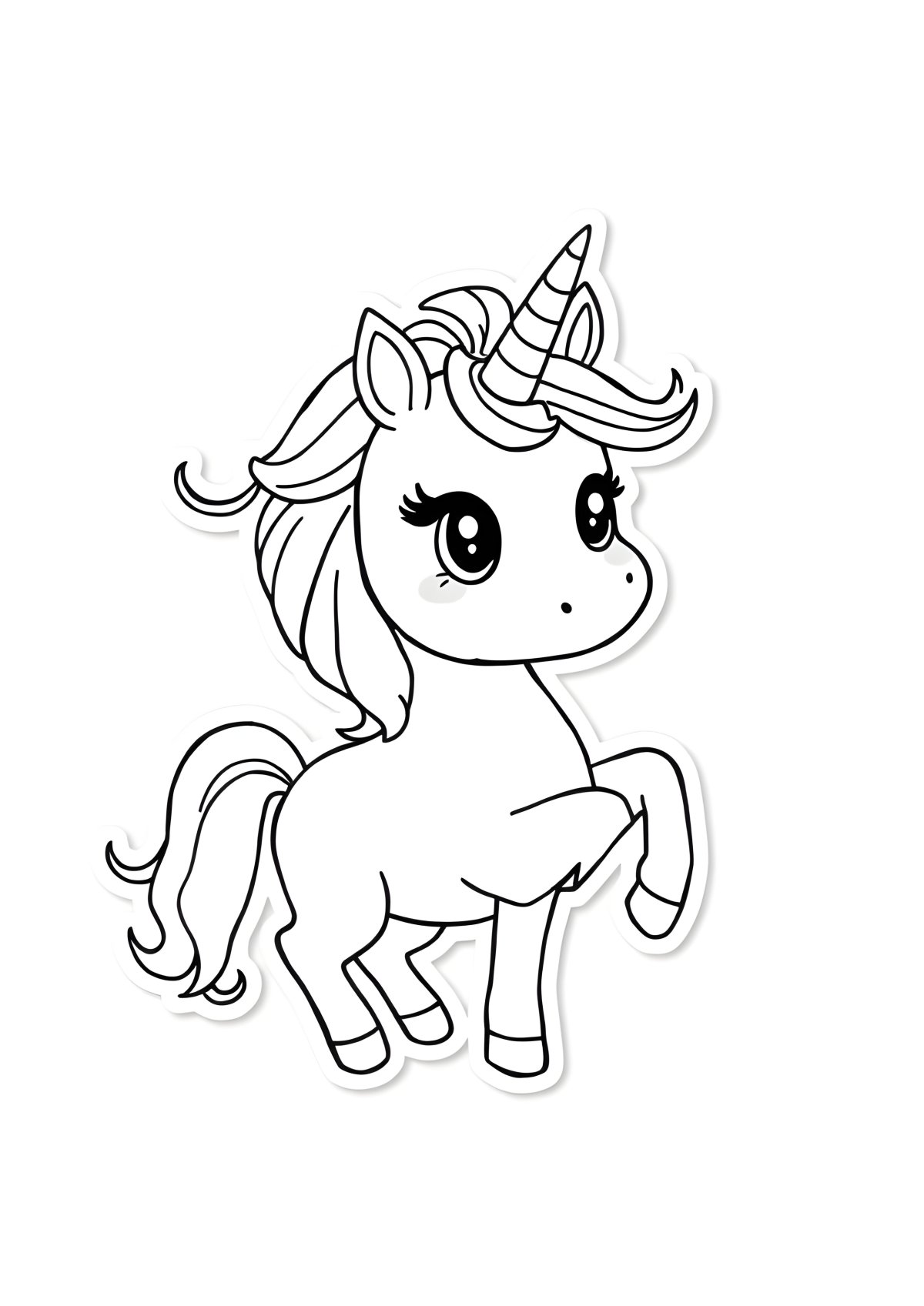 Unicorn Cute Sticker Coloring Page coloring page for kids