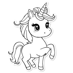 Unicorn Cute Sticker Coloring Page coloring page for kids