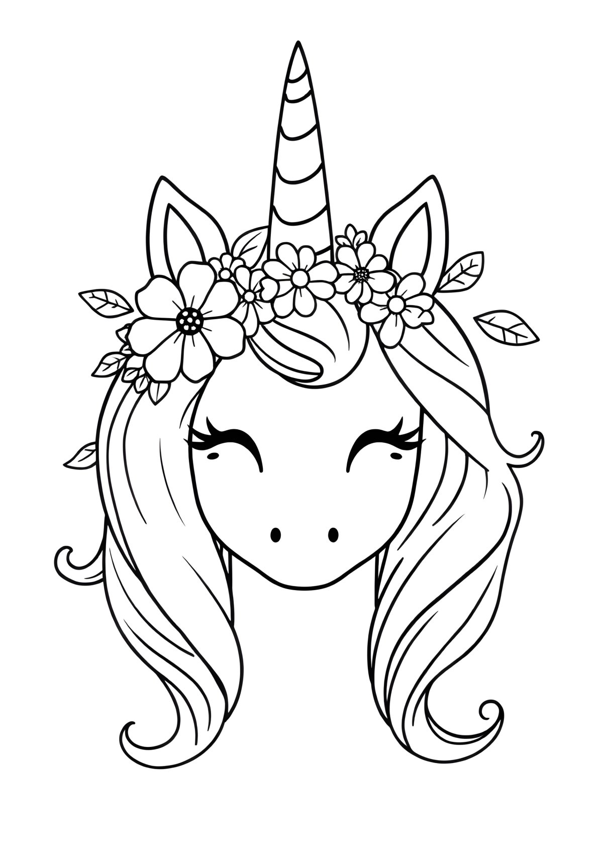 Unicorn Headband Coloring Page coloring page for kids