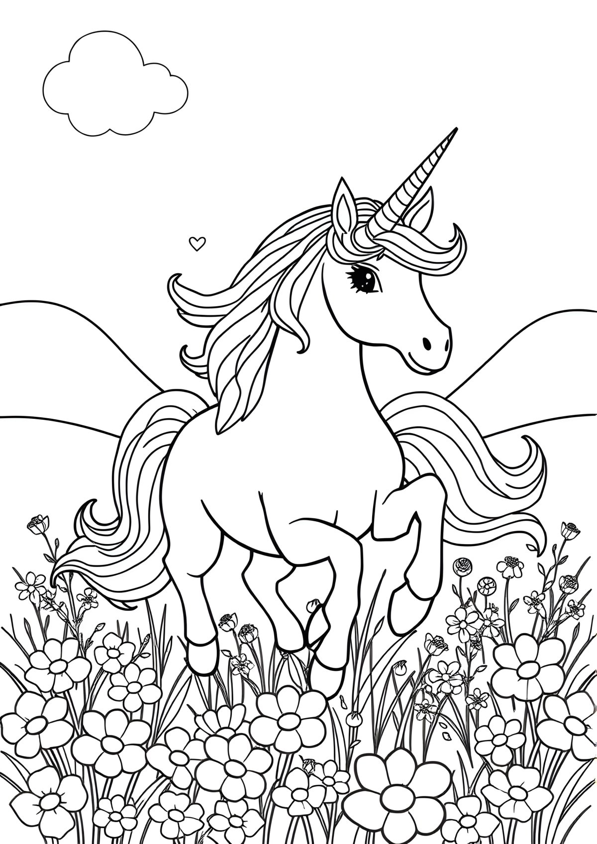 Beautiful Unicorn Printable Coloring Page Of Unicorns coloring page for kids