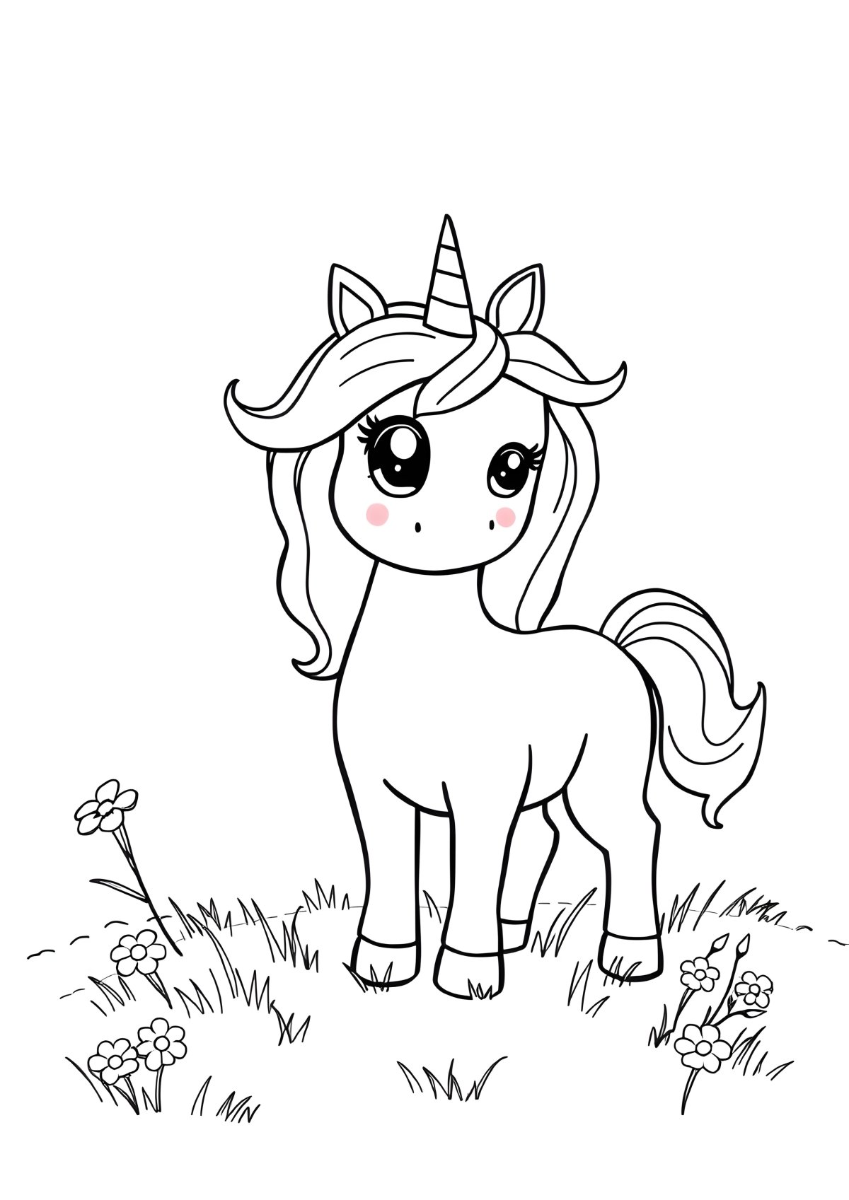 Easy Unicorn Coloring Page Free coloring page for kids