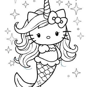 Kitty Mermaid Coloring Unicorn Hello Kitty Coloring Page coloring page for kids