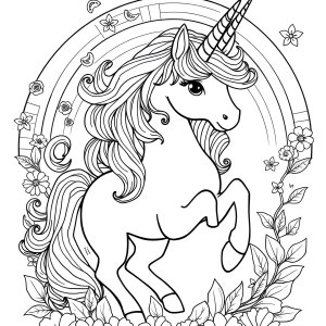 Unicorn Rainbow Coloring Page For Adults coloring page for kids