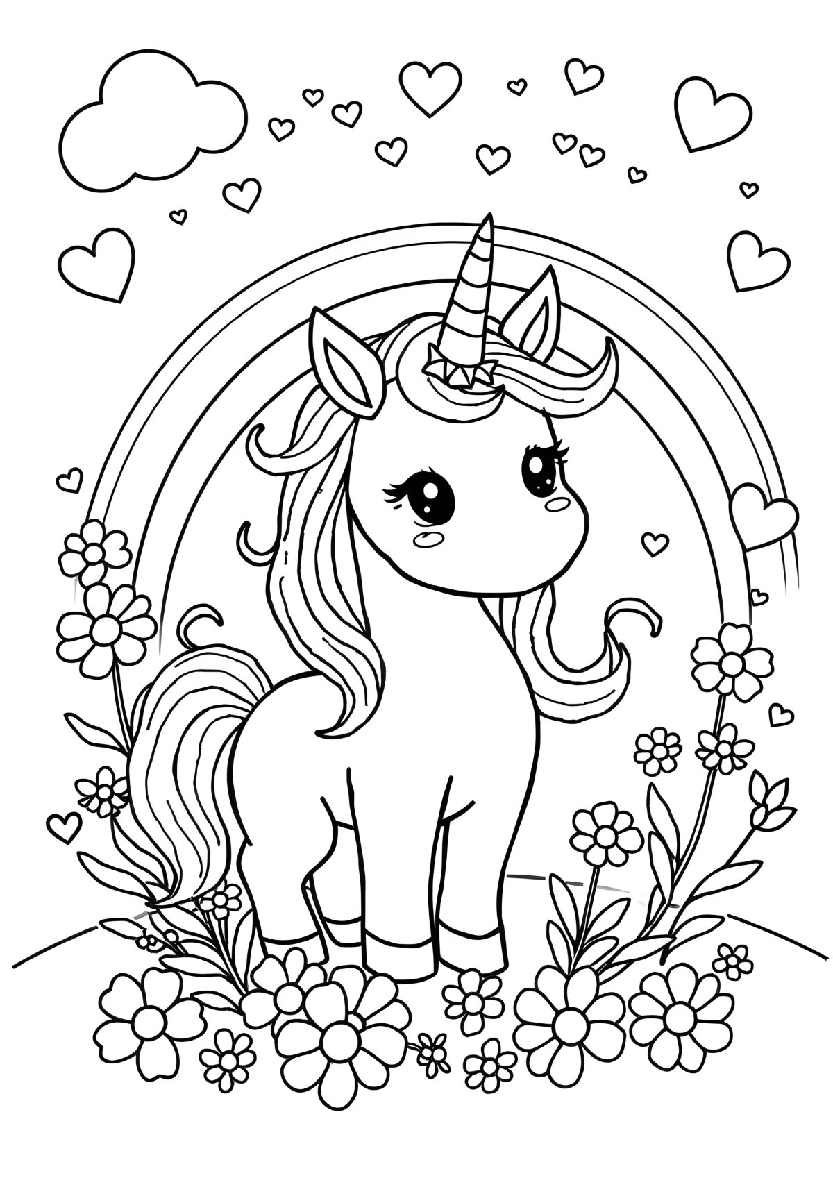 Unicorn Cuties Coloring Page coloring page for kids