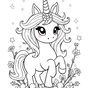 Cute Beautiful Unicorn Unicorn Coloring Page coloring page for kids