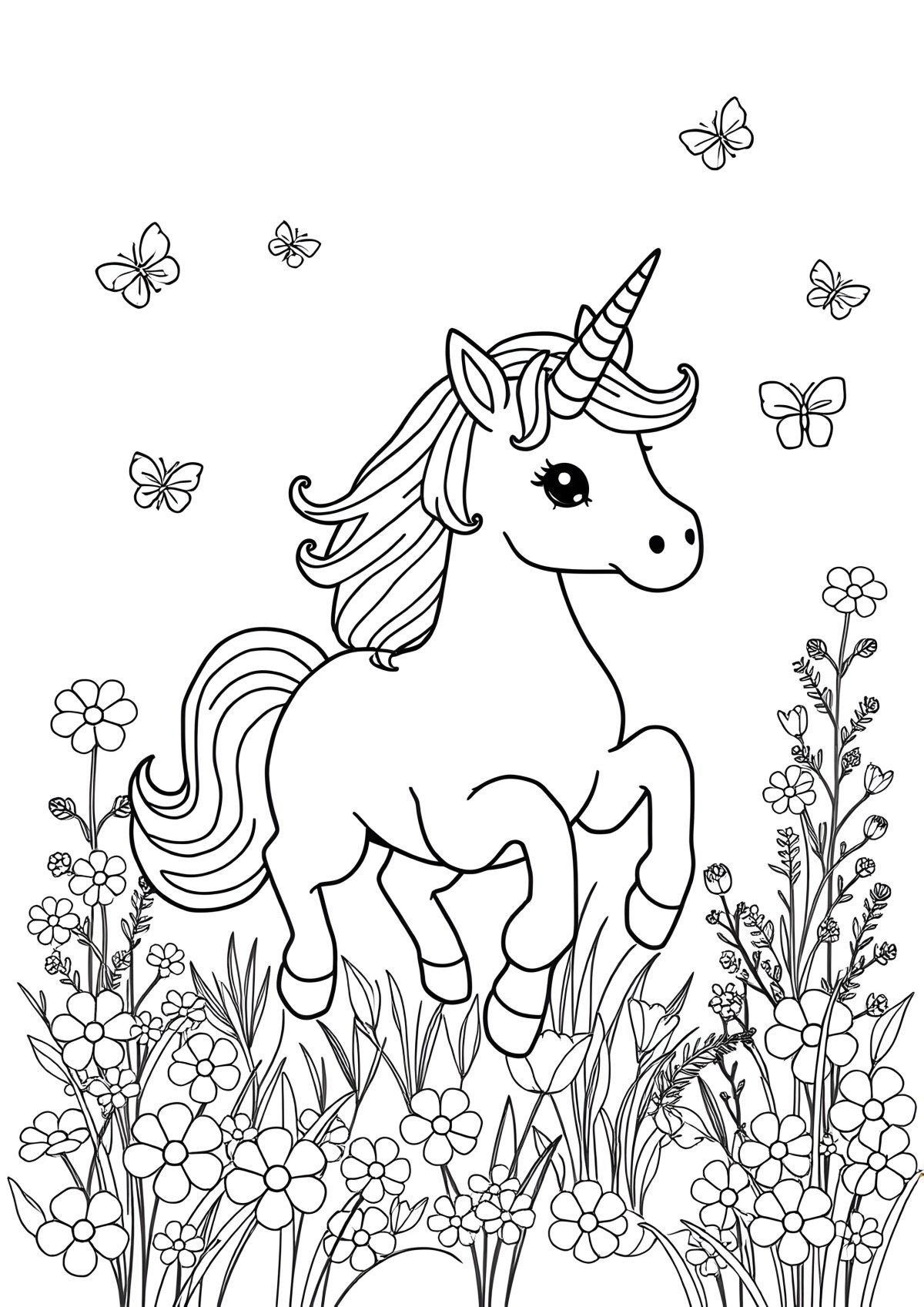 Free Online Unicorn Coloring Page coloring page for kids