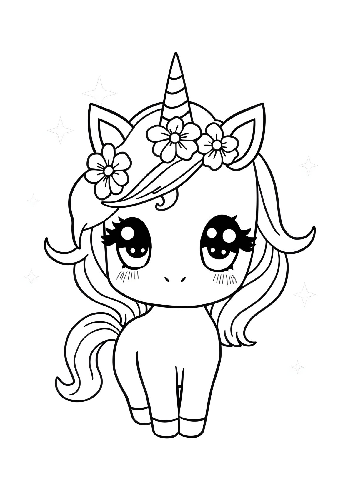 Cute Chibi Kawaii Unicorn Anime Girl Coloring Page Anime coloring page for kids