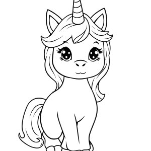 Unicorn Cute Cat Realistic Kitten Cat Coloring Page coloring page for kids
