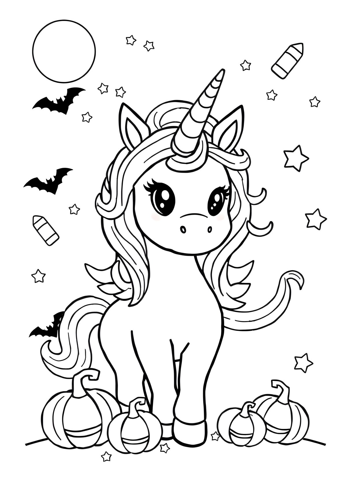 Coloring Page Halloween Unicorn coloring page for kids