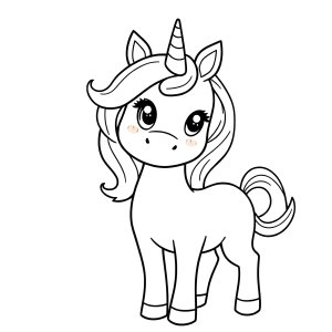 Simple Coloring Page Unicorn coloring page for kids