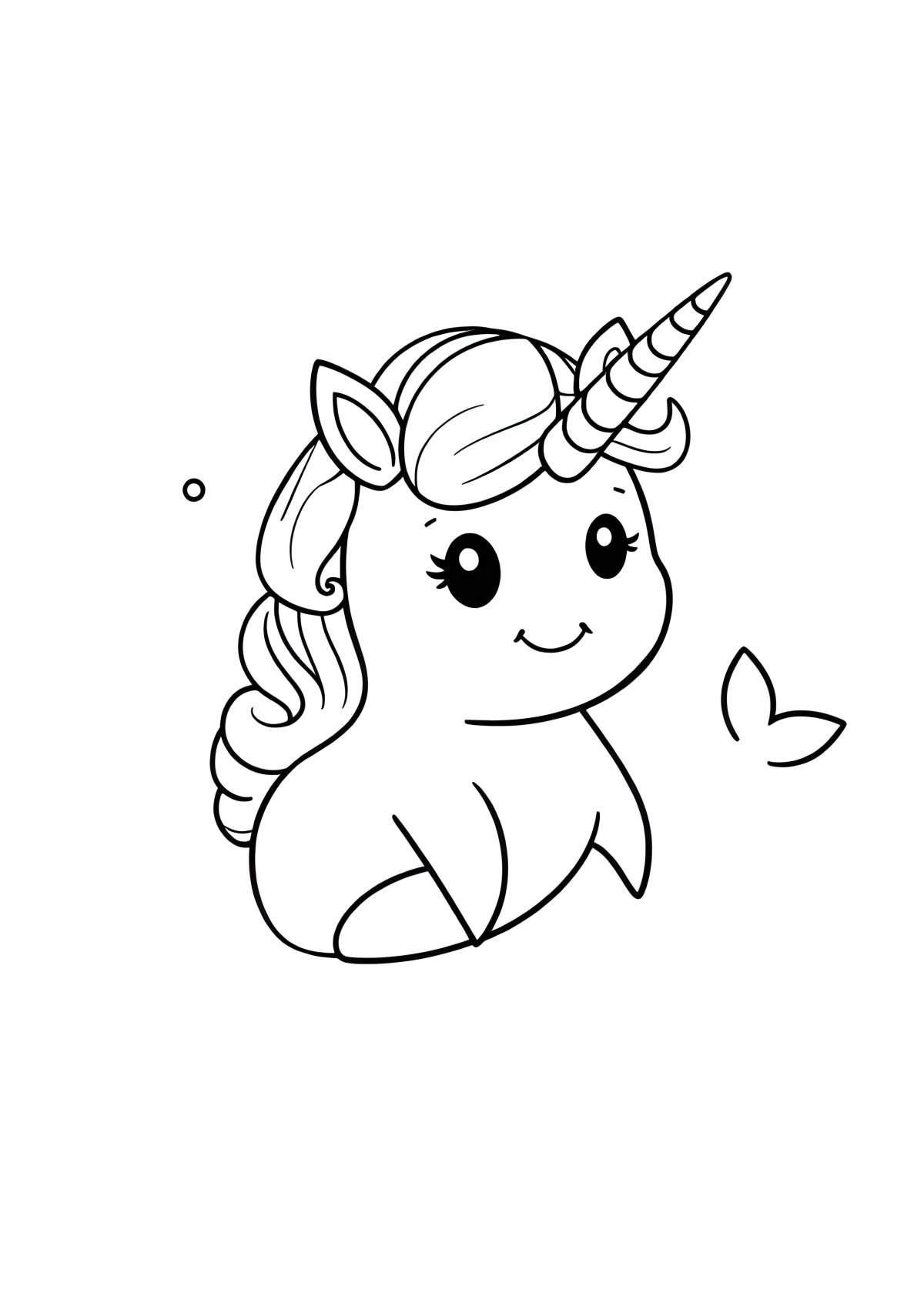 Unicorn Kawaii Narwhal Adorable Cute Unicorn Coloring Page coloring page for kids