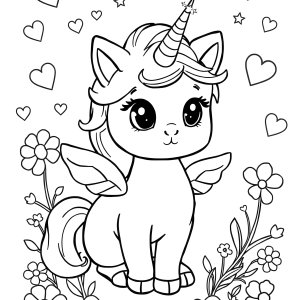 Unicorn Kitten Colouring Page coloring page for kids