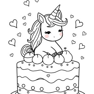 Cake Super Cute Cute Kawaii Unicorn Coloring Page coloring page for kids