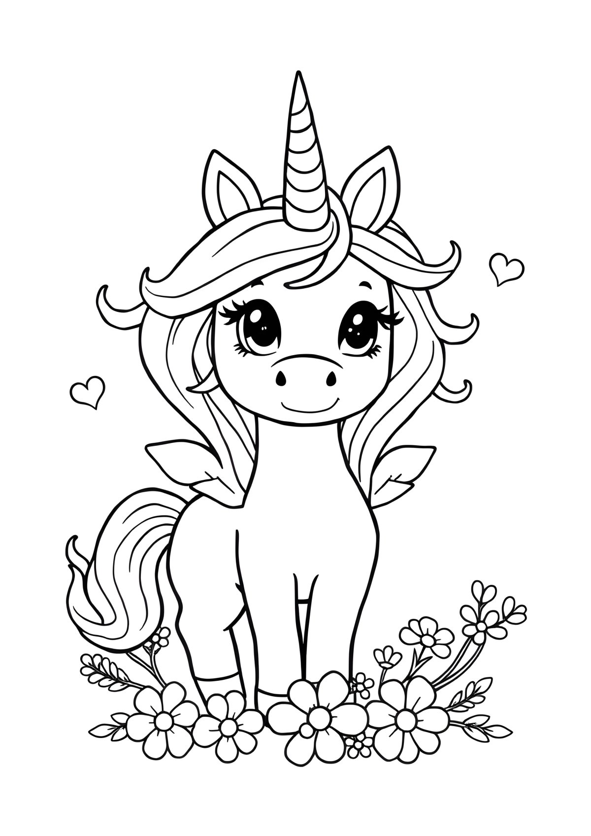 Cute Cute Free Coloring Page Unicorn coloring page for kids