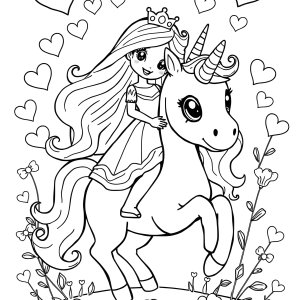 Cute Princess Unicorn Cute Princess Coloring Page For Girls coloring page for kids