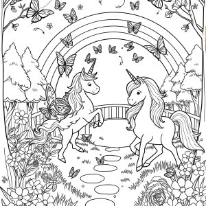 Fairies And Unicorns Coloring Page coloring page for kids