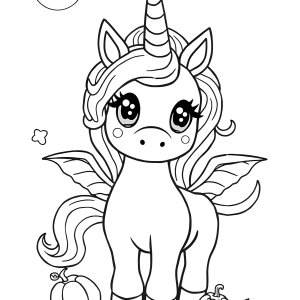 Free Halloween Unicorn Coloring Page coloring page for kids