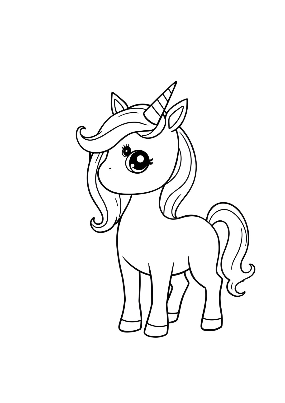 Simple Unicorn Coloring Page For Kids coloring page for kids
