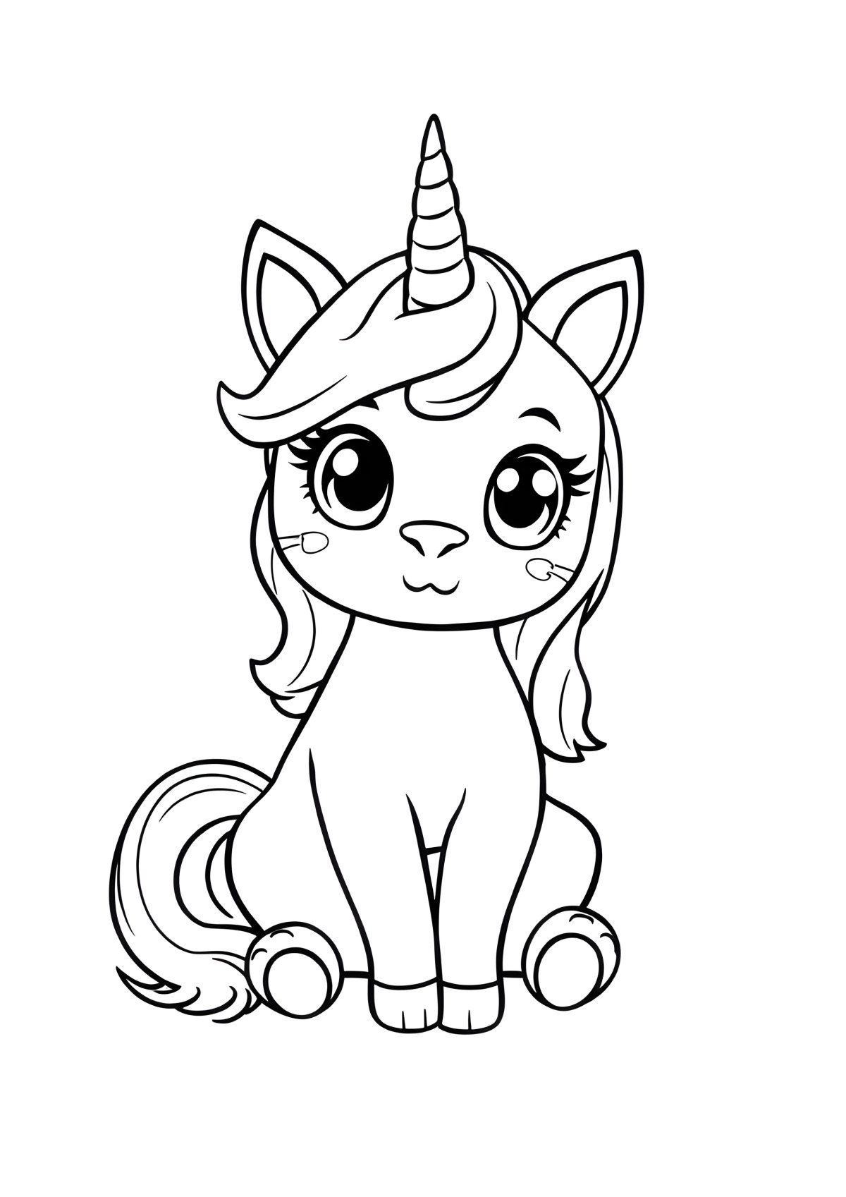 Unicorn Kitty Coloring Page For Kids coloring page for kids