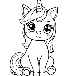Unicorn Kitty Coloring Page For Kids coloring page for kids