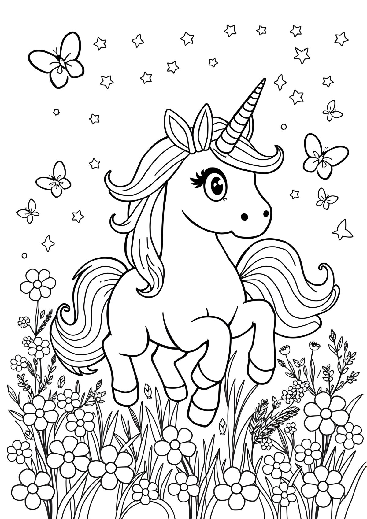 Free Printable Colouring Unicorn Coloring Page coloring page for kids