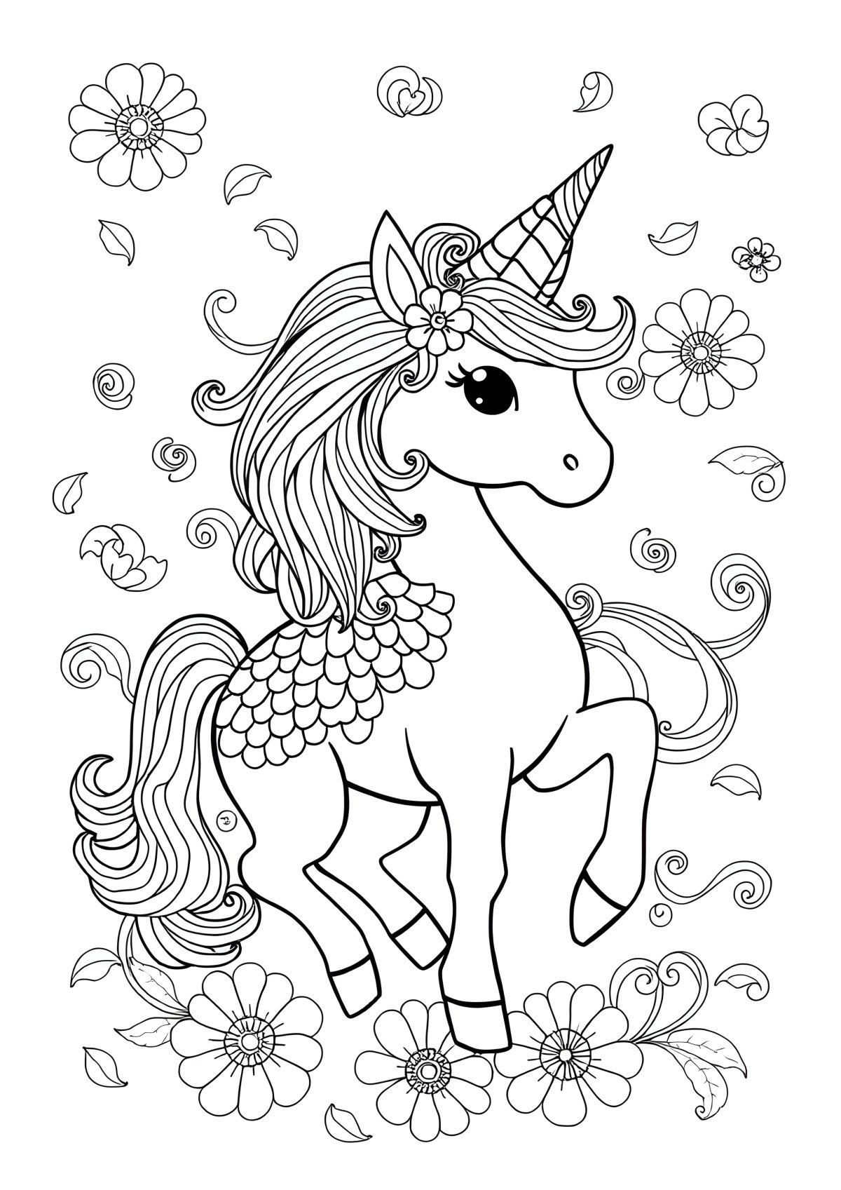 Adult Coloring Page Animal Patterns Unicorn coloring page for kids