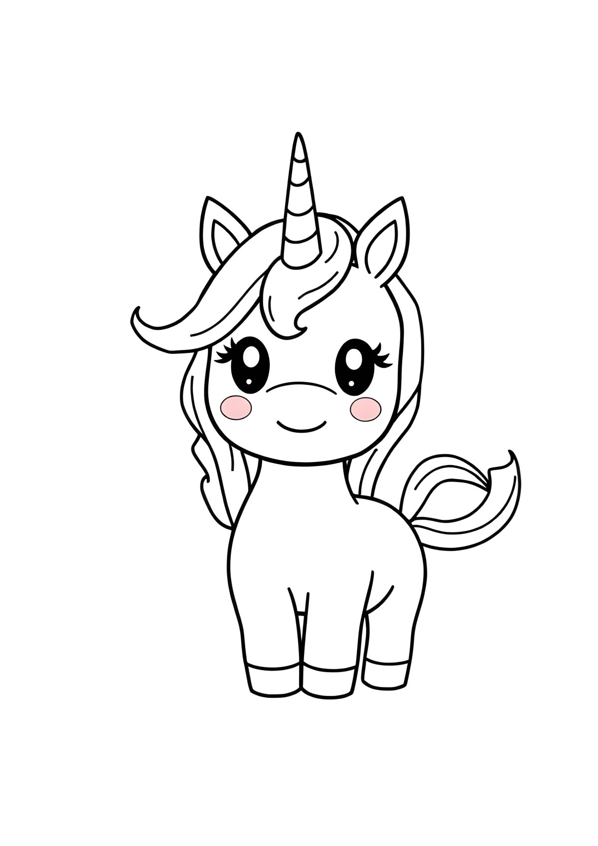 Cute Easy Drawings Cute Kawaii Unicorn Coloring Page coloring page for kids