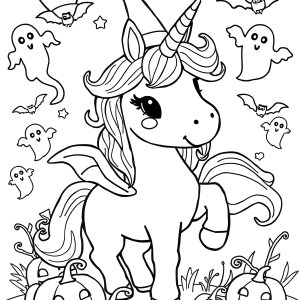 Halloween Unicorn Coloring Page For Kids coloring page for kids