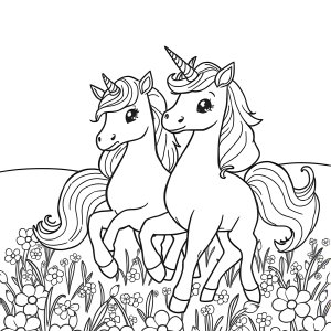 Two Unicorn Coloring Page coloring page for kids