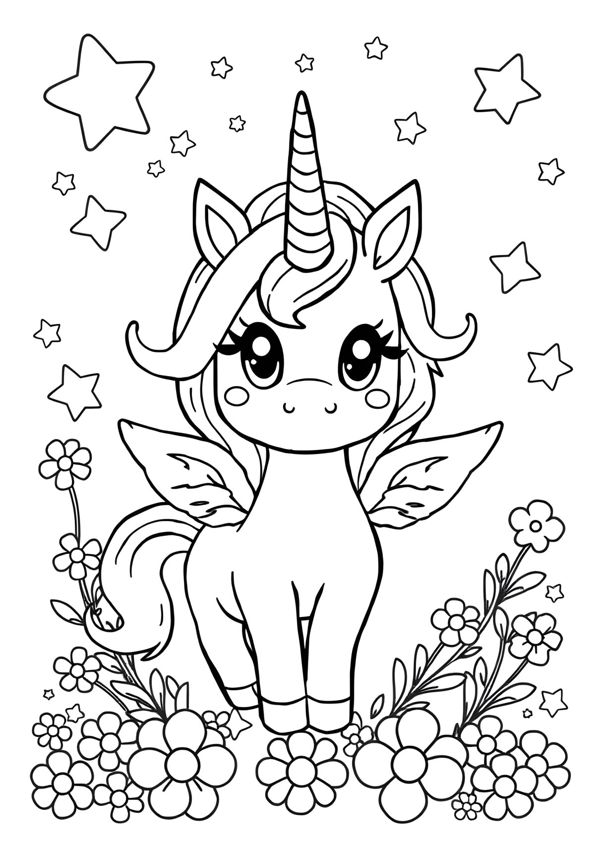 Unicorn Kuromi Coloring Page coloring page for kids