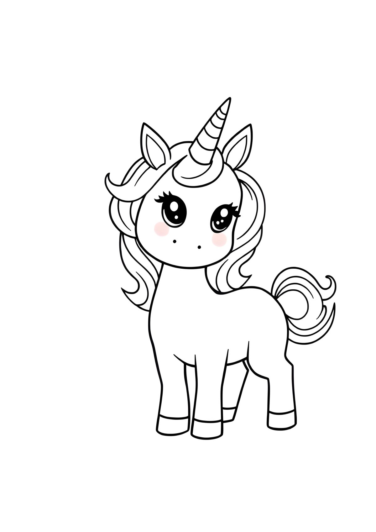 Cute Easy Unicorn Coloring Page coloring page for kids