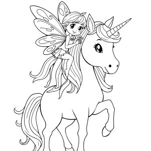 Fairy And Unicorn Coloring Page Pdf coloring page for kids