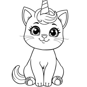 Baby Cat Unicorn Coloring Page coloring page for kids