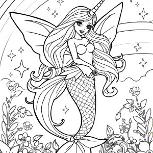 Barbie Coloring Fairy Unicorn Mermaid Coloring Page coloring page for kids