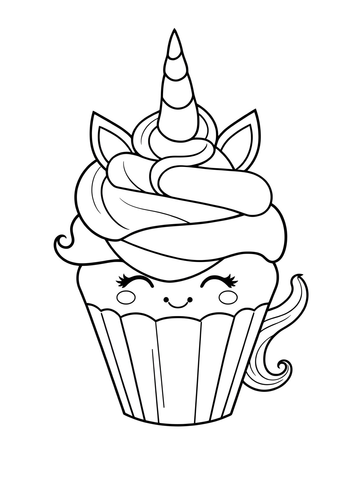 Cup Cake Unicorn Cupcake Coloring Page coloring page for kids