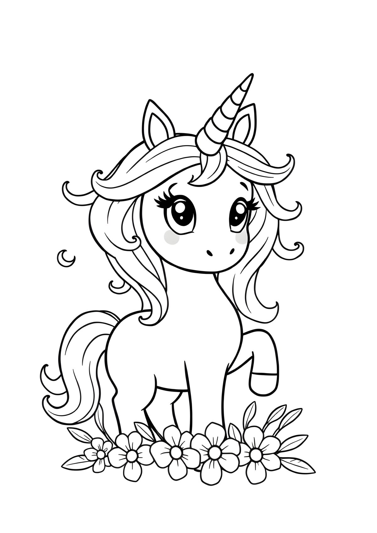Cute Free Printable Unicorn Coloring Page coloring page for kids