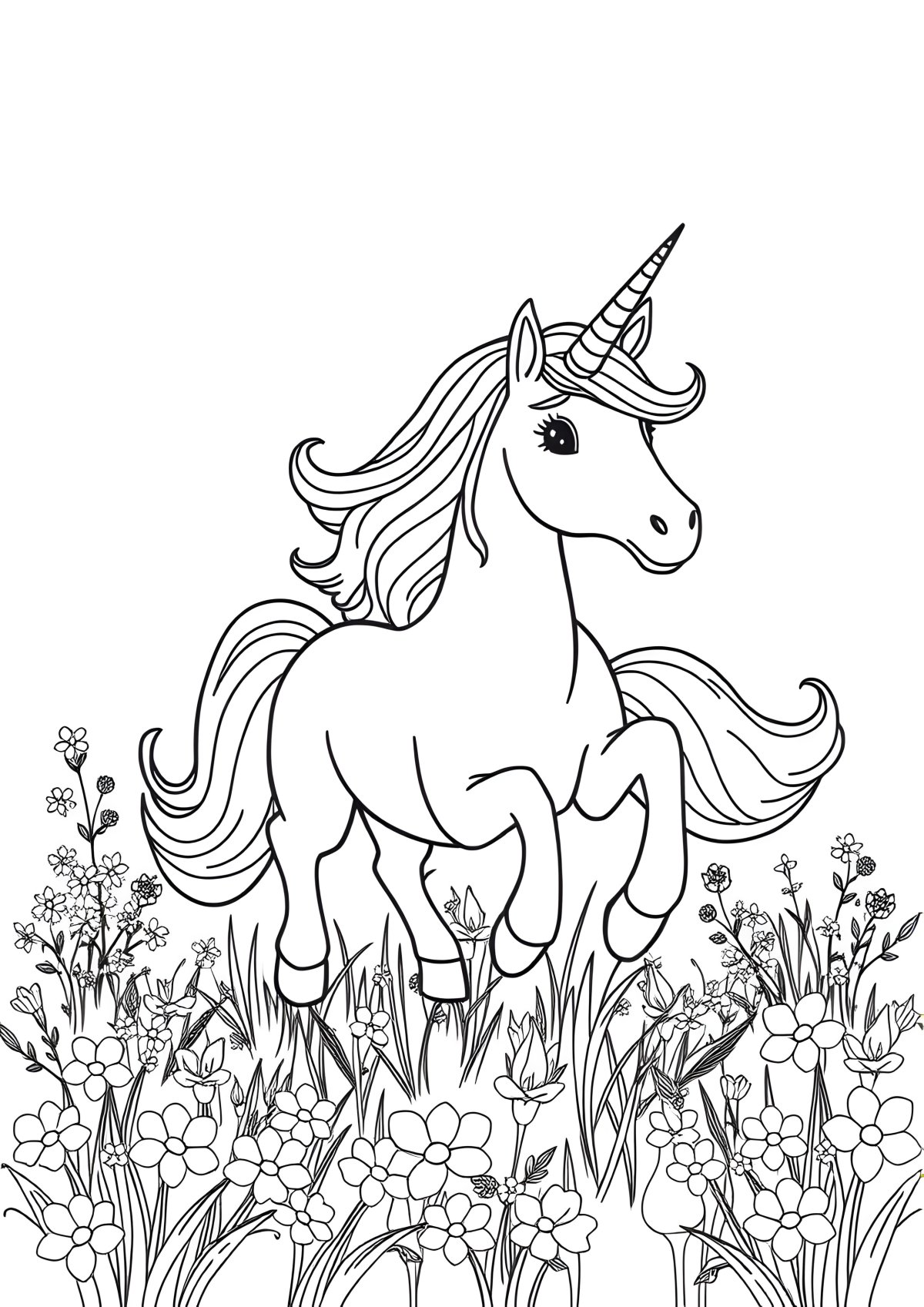 Unicorn Coloring Page Medium coloring page for kids