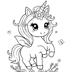 Cute Kawaii Cute Unicorn Coloring Page coloring page for kids