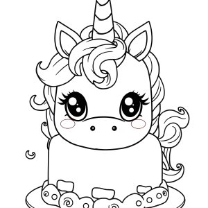 Cute Coloring Page Unicorn Cake coloring page for kids