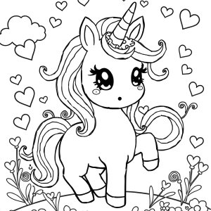 Cute Kawaii Kawaii Unicorn Coloring Page Printables Pdf coloring page for kids