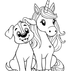 Dog And Unicorn Coloring Page coloring page for kids