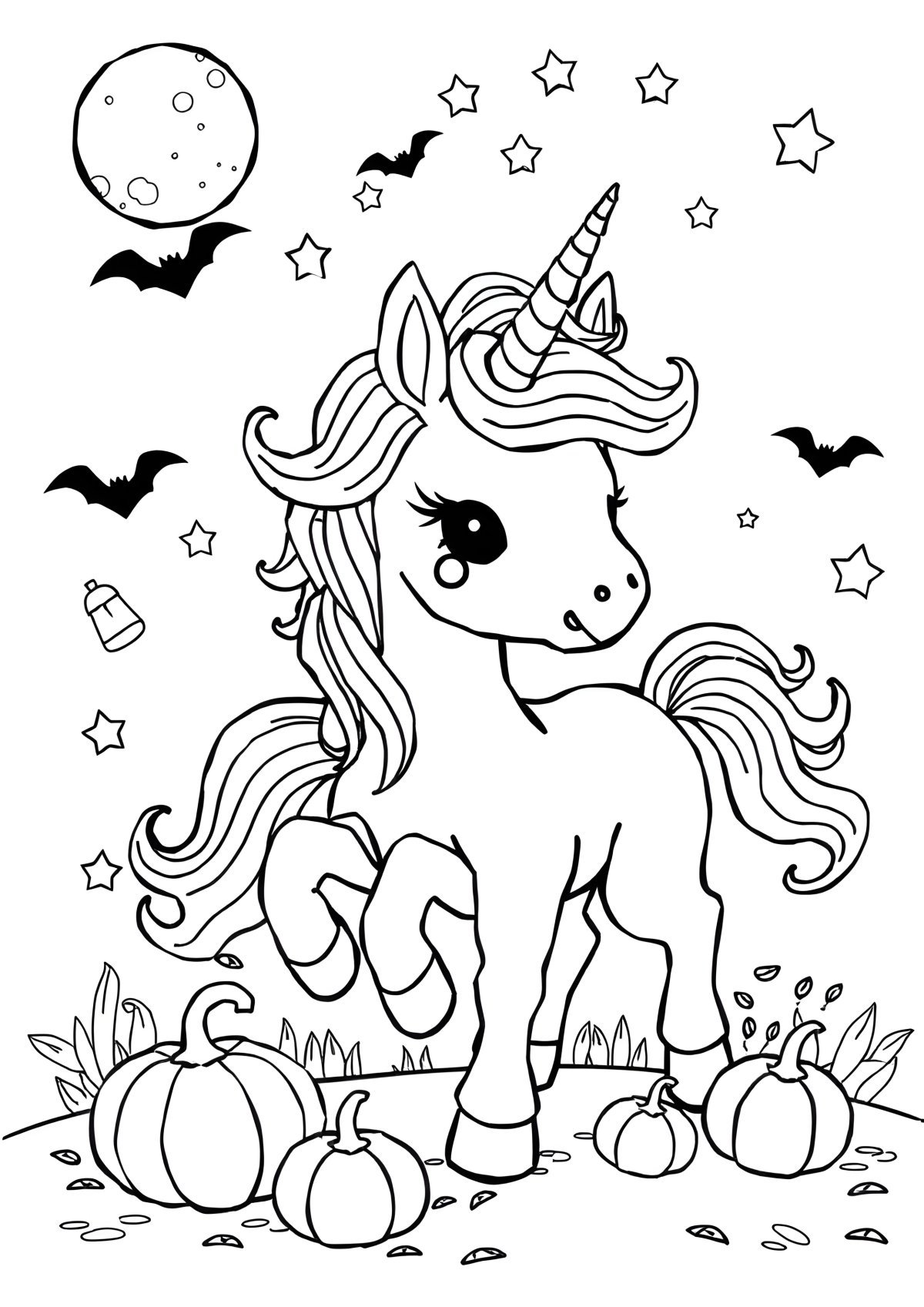 Zombie Unicorn Halloween Unicorn Coloring Page coloring page for kids